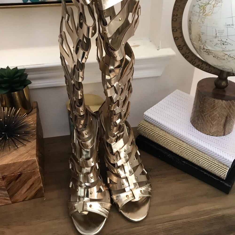 Gold Gladiator Over The Knee Boots